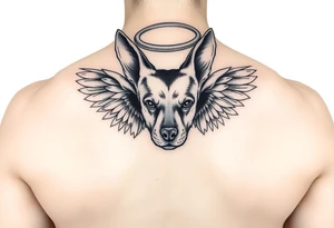 Dog ears with wings and halo tattoo idea