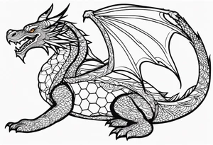 an outline of a dragon wrapping around a turtle tattoo idea