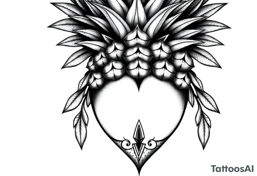 Bushy crown pineapple vagina, design to go over vagina , erotic vagina area design, anus to be at the bottom tattoo idea