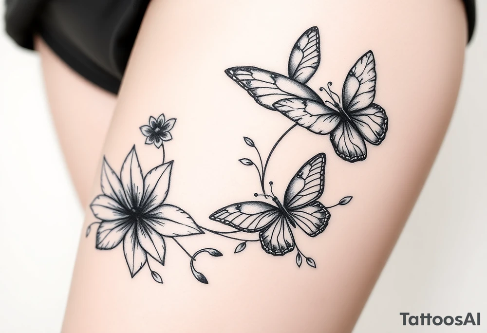 Lilies dissolving into butterflies tattoo idea