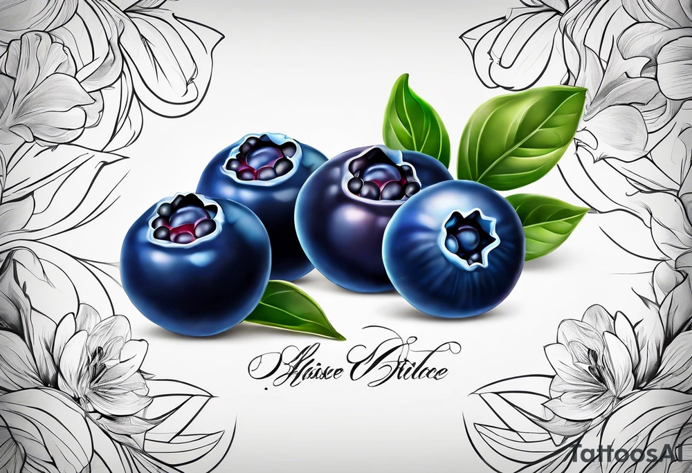3 blueberries with a leaf tattoo idea