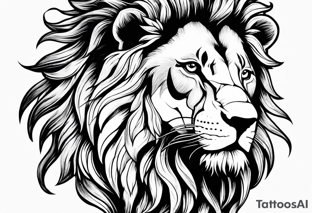 lion with snake hair tattoo idea