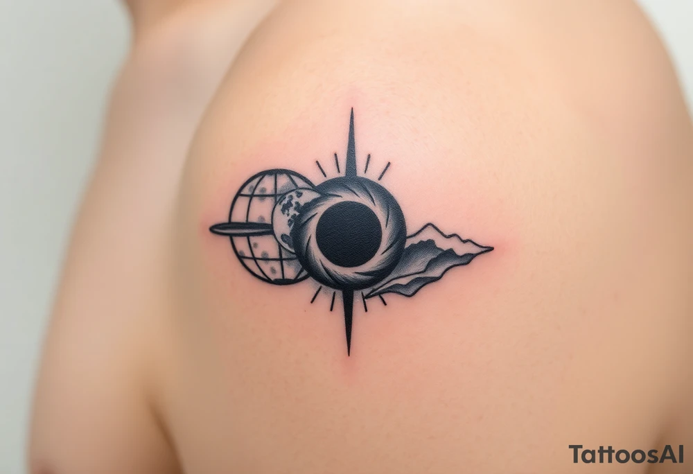 2 different worlds on both sides of a black hole tattoo idea