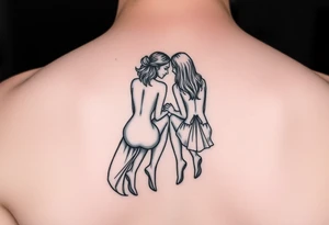 Zwei mädchen sitzen sich gegenüber und berühren sich mit den Fußsohlen tattoo idea