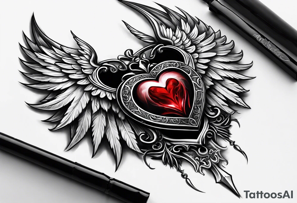 angelish devil heart/wings tattoo idea
