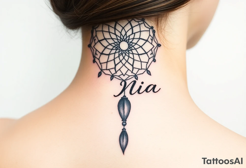 Name Nia in a  dreamcatcher tattoo idea