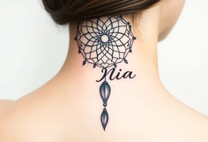Name Nia in a  dreamcatcher tattoo idea