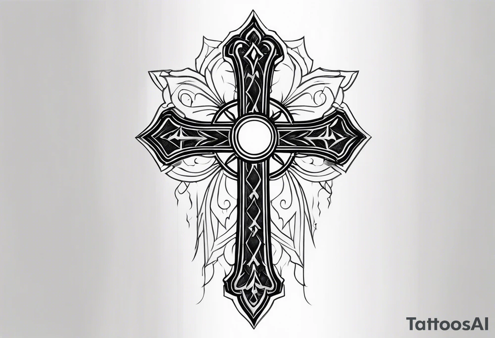 Cross and lightning tattoo idea