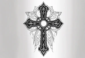 Cross and lightning tattoo idea