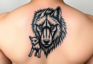 A solitary yet sublime and noble wolf and its progeny. the face for arm tattoo tattoo idea