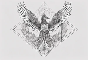 Sleeve for woman's arm sacred geometry Metatron's cube with phoenix tattoo idea