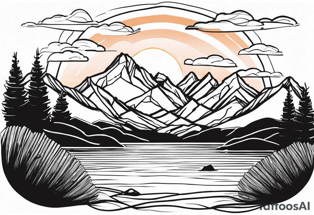 Sunset Over Mountains tattoo idea
