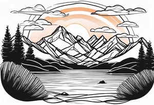 Sunset Over Mountains tattoo idea