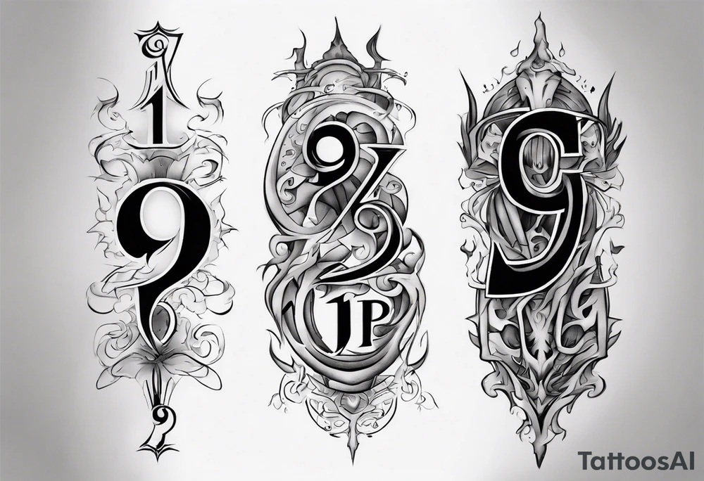 number 9 right side up and upside down connected tattoo black and grey on inside forearm 9:16 aspect ratio tattoo idea