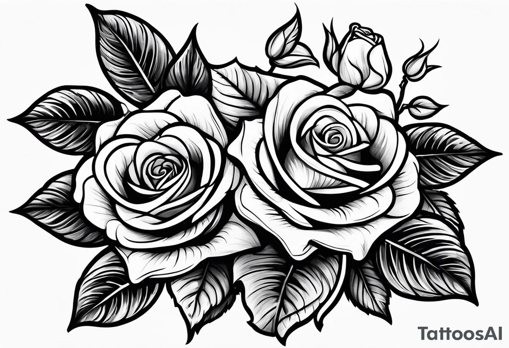 A bottle of beer and a stalk of rose in the bucket tattoo idea