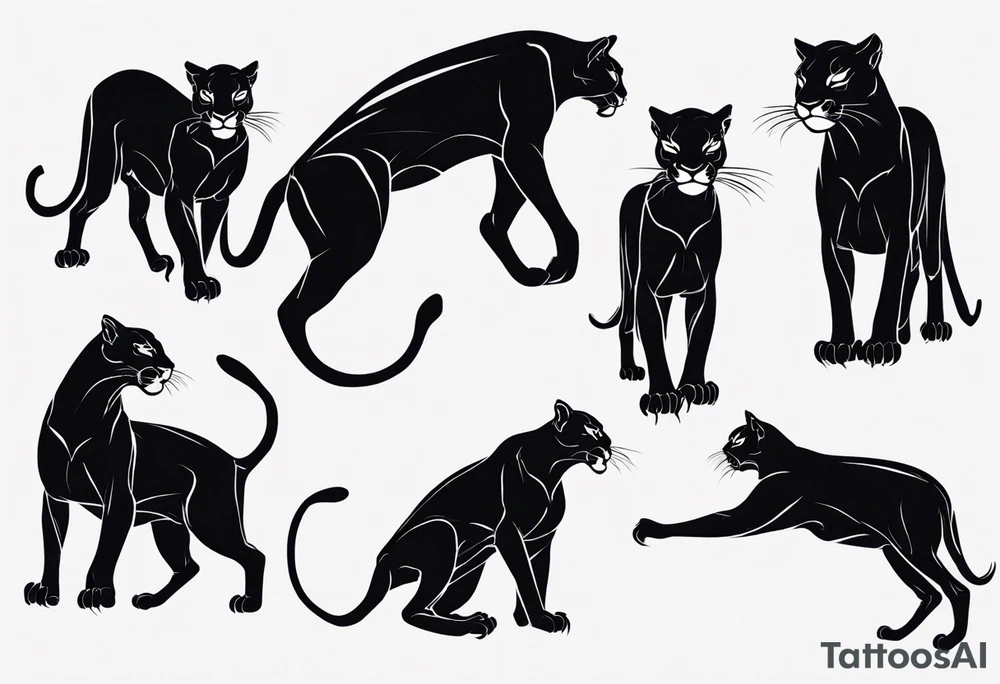 A black puma looking vicious. I want to see his whole body, and see him from a above perspective tattoo idea