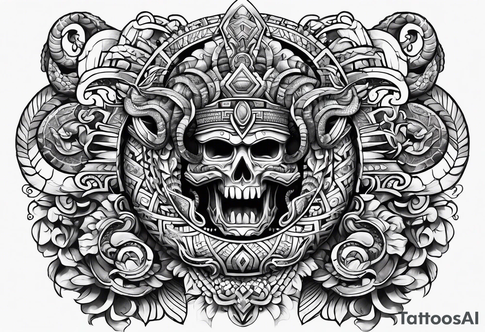 aztec snake sleeve tattoo idea