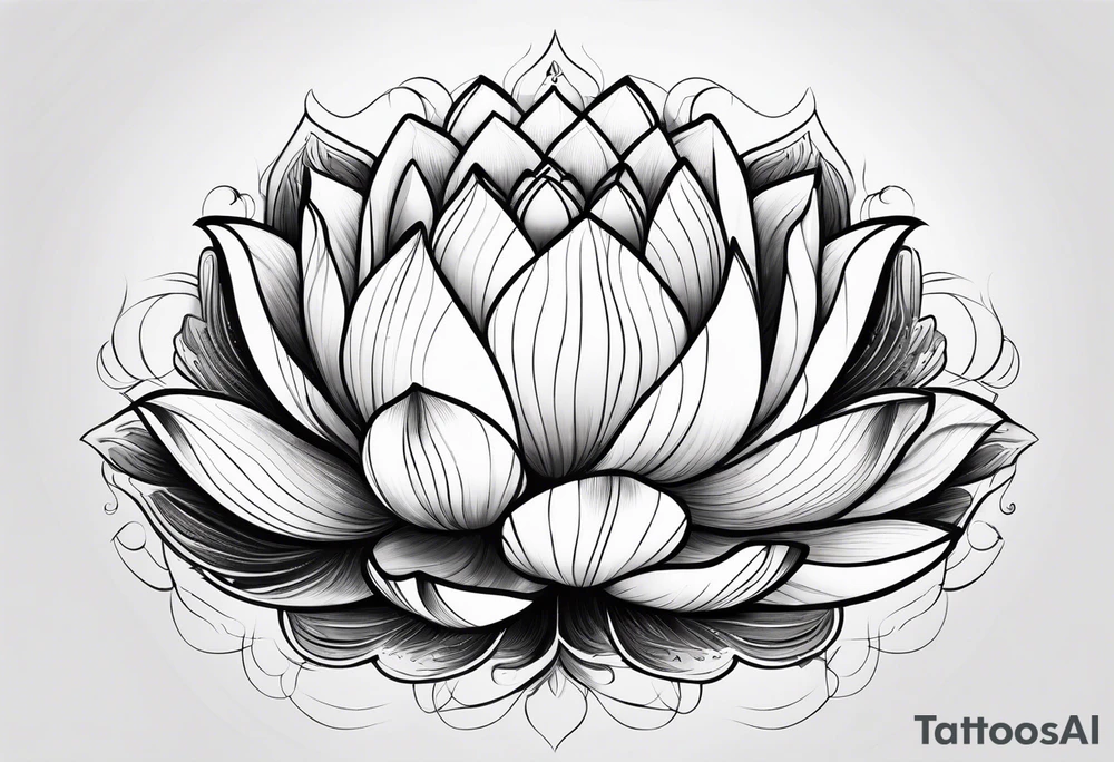 a masculine line drawing of a lotus flower tattoo idea