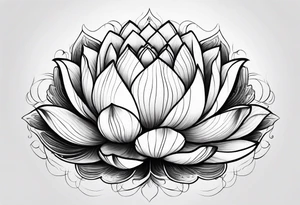 a masculine line drawing of a lotus flower tattoo idea