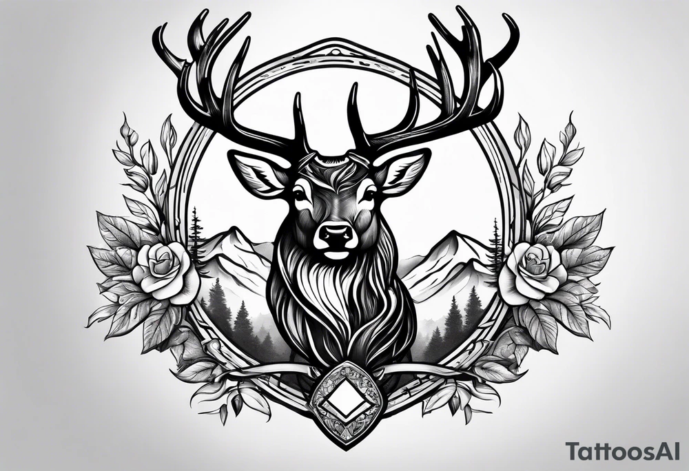 Western stag tattoo idea