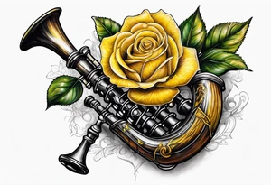 Yellow rose bagpipes tattoo idea