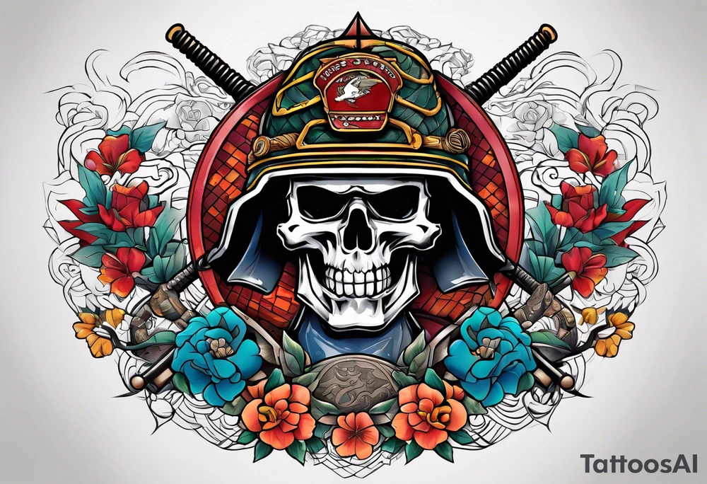 United States Marine and Samurai tattoo idea