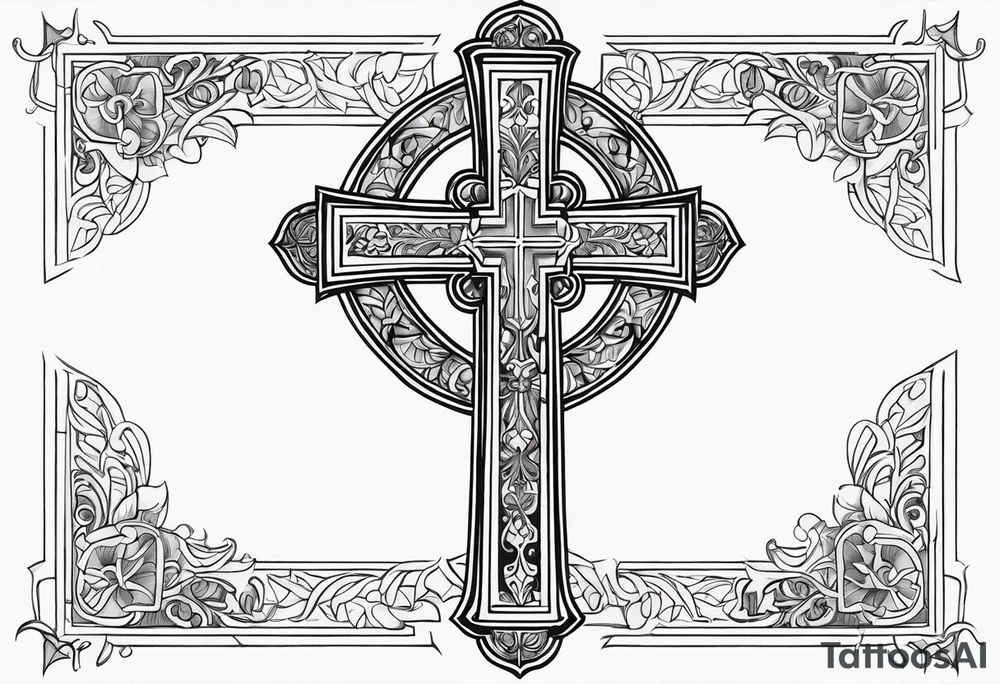 Christian cross mural tattoo idea