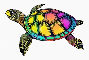 tropical psychedelic turtle's back, top down view, as seen from above tattoo idea