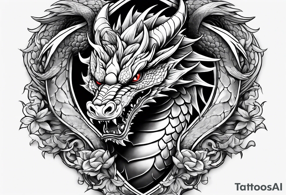 Dragon protecting a heart tattoo idea