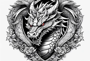 Dragon protecting a heart tattoo idea