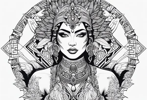 kali, alien goddess, valkrye, zenza, lotus, wing, pachamama, tattoo idea