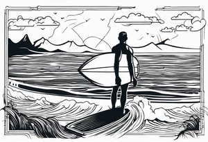 Ocean vibes lifeguard surfer tattoo idea