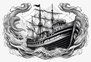 Kraken breaking boat. tattoo idea