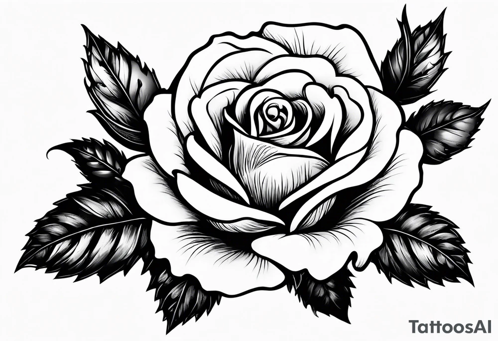 Rose flower with holly stem tattoo idea
