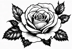 Rose flower with holly stem tattoo idea