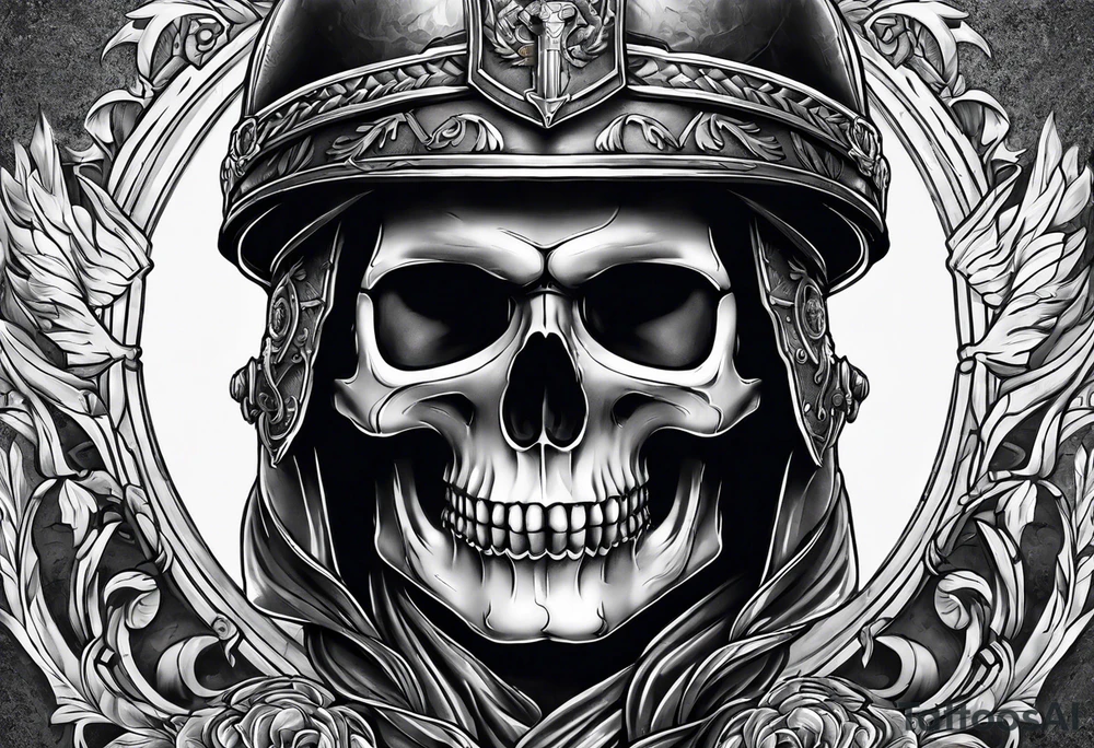 roman soldier skull tattoo idea