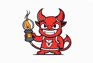 cute devil boy holding a timebomb tattoo idea