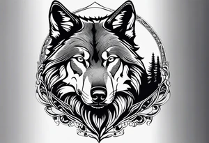 Black wolf reflection to white wolf tattoo idea