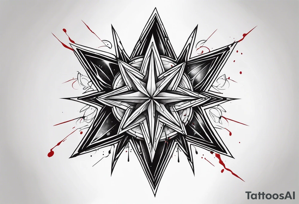Star with blood tattoo idea