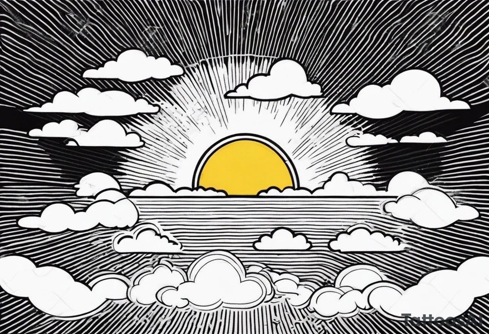 sunshine with beams coming out of clouds tattoo idea