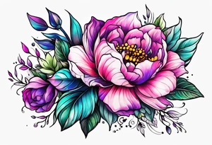 Bright, colorful, lots of pinks and purples flower arm tattoo tattoo idea
