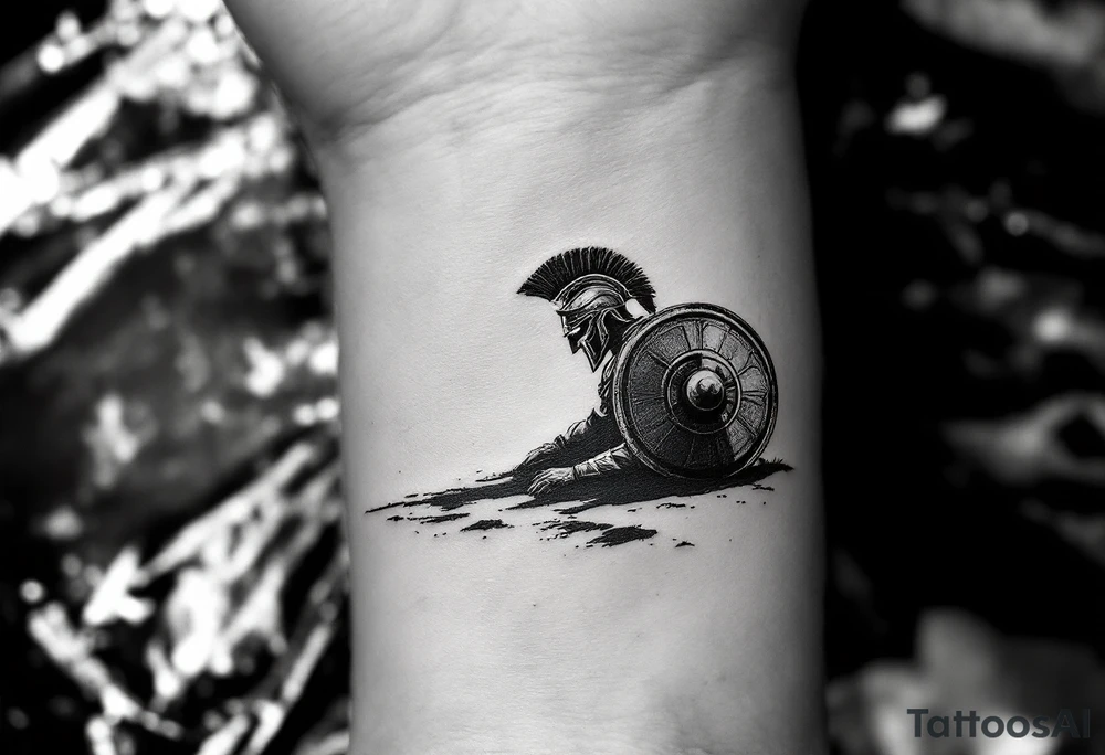 The Gladiator’s Shadow – A black-and-gray realism tattoo of a gladiator’s silhouette on the arena sand, cast by the setting sun. His helmet and shield rest on the ground, symbolizing either death or freedom after battle. tattoo idea