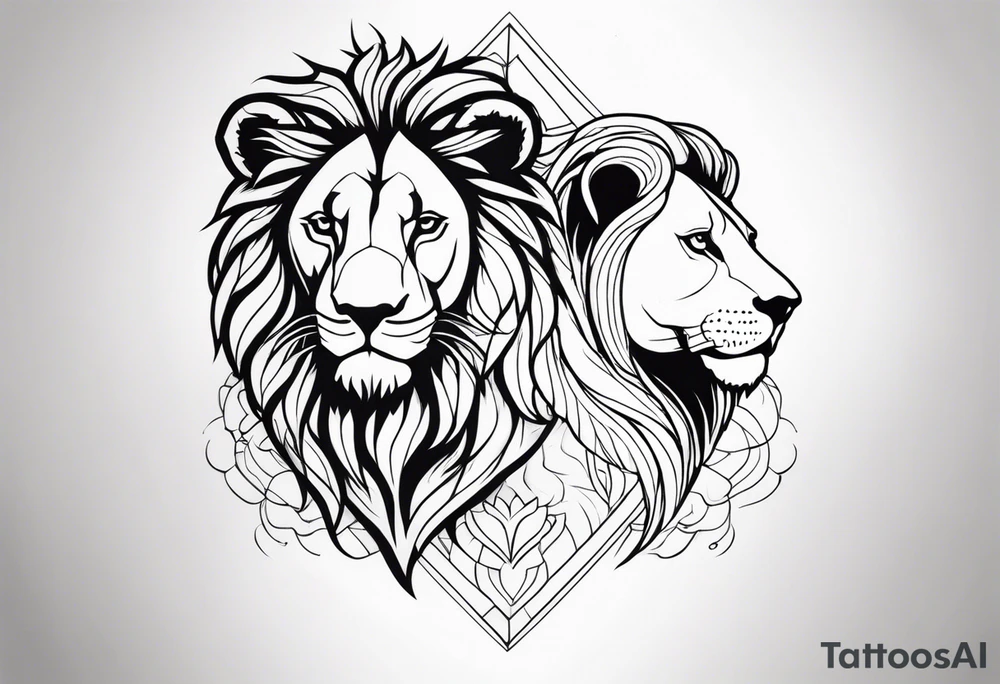 lion and lioness tattoo idea