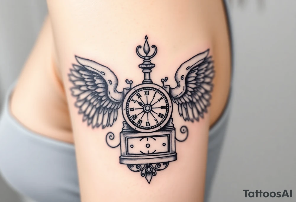 Slot machine with compass and clock with angel wings tattoo idea