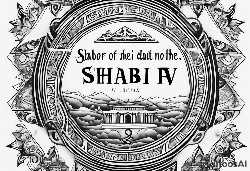 A tattoo of the sentence “Shabi ki BV ” in Roman english tattoo idea