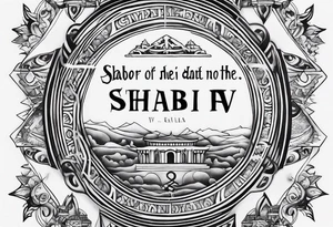 A tattoo of the sentence “Shabi ki BV ” in Roman english tattoo idea