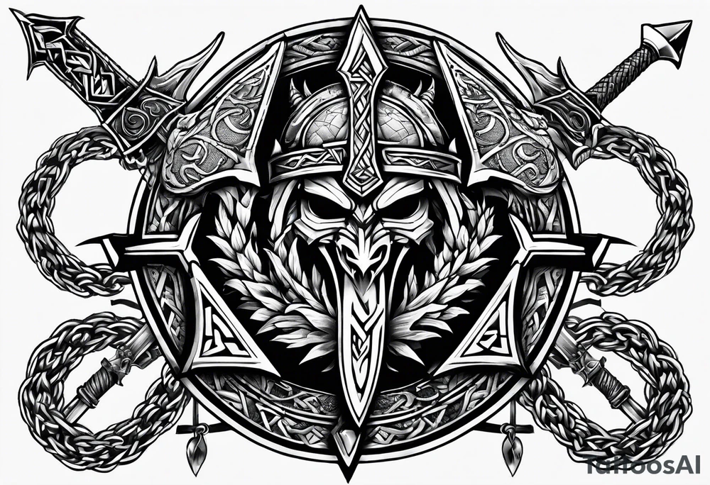 Valhalla sword chain barbed wire
dragon axe Valknut tattoo idea Valhalla sword chain barbed wire
dragon axe Valknut tattoo idea