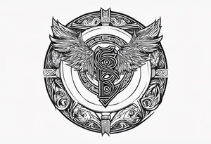 Valhalla  round shield axe
Valknut sword dragon head tattoo idea