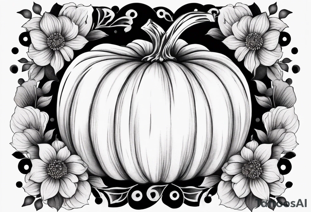 pumpkin with flowers tattoo idea