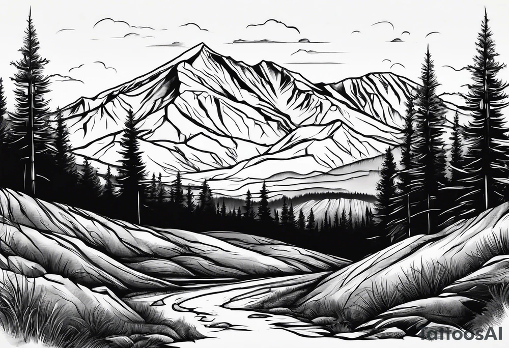 Pikes peak Colorado mountain outline tattoo idea